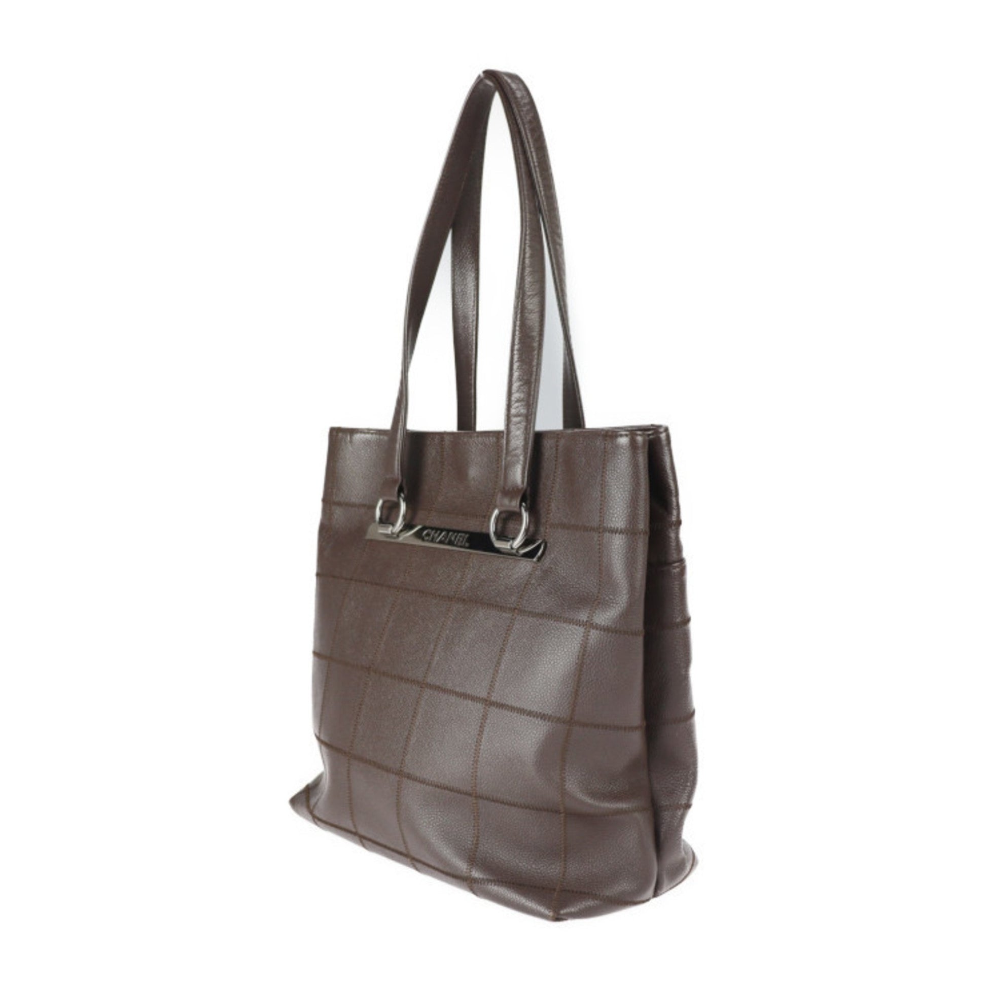 Chanel Chocolate bar, Brown, Leather, tote