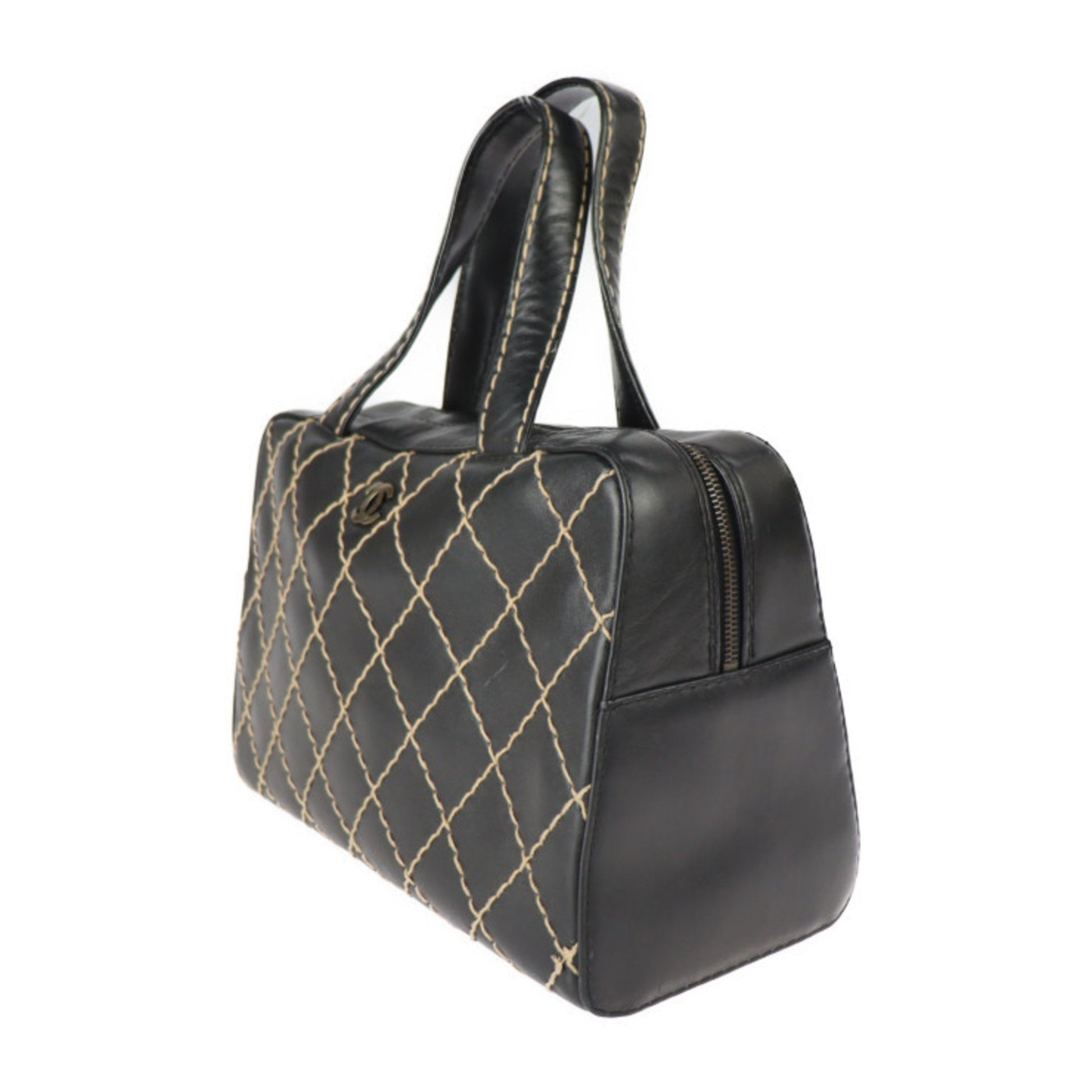 Chanel Bowling, Black, Leather, handbag