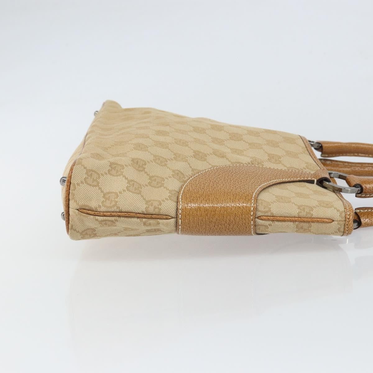 Gucci Vintage Ring Tote GG Canvas with Leather, Beige, Canvas, Tote Bag