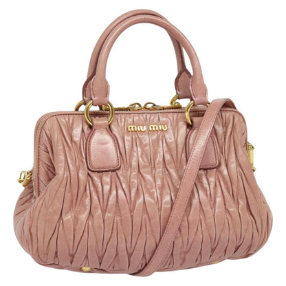 Miu Miu Madras Bowler Bag Matelasse Leather, PINK, LEATHER, Handbag