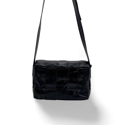 Bottega Veneta Brick Cassette Maxi Intrecciato Leather, Black, Leather, Shoulder Bag
