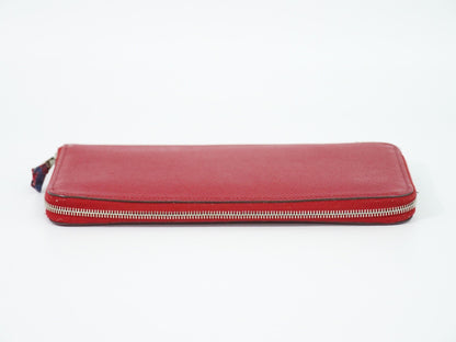 Hermes Azap Zip Around Silk'in Epsom, Red, Leather, Wallet