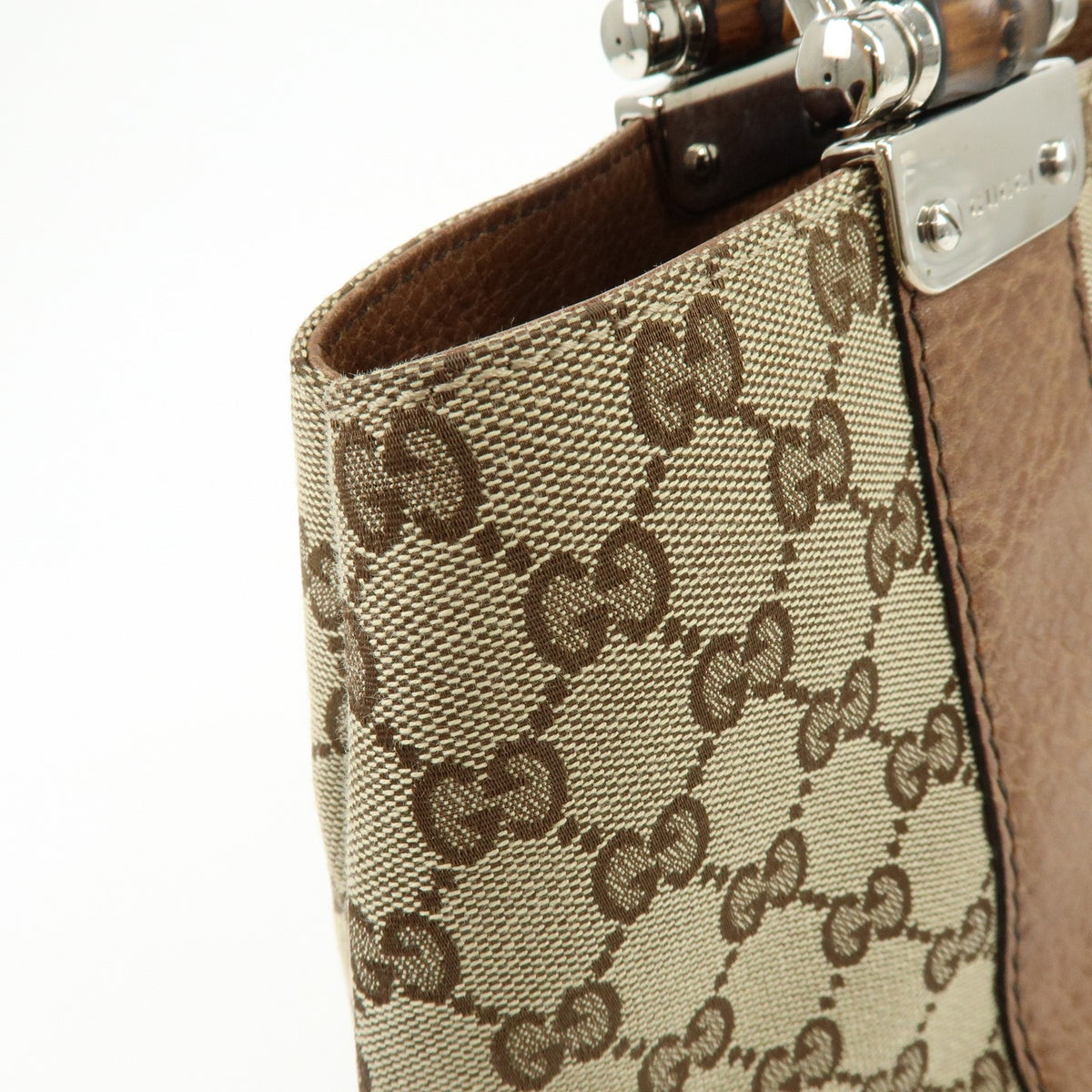 Gucci Bamboo Bar GG Canvas, Beige, Canvas, Shoulder Bag