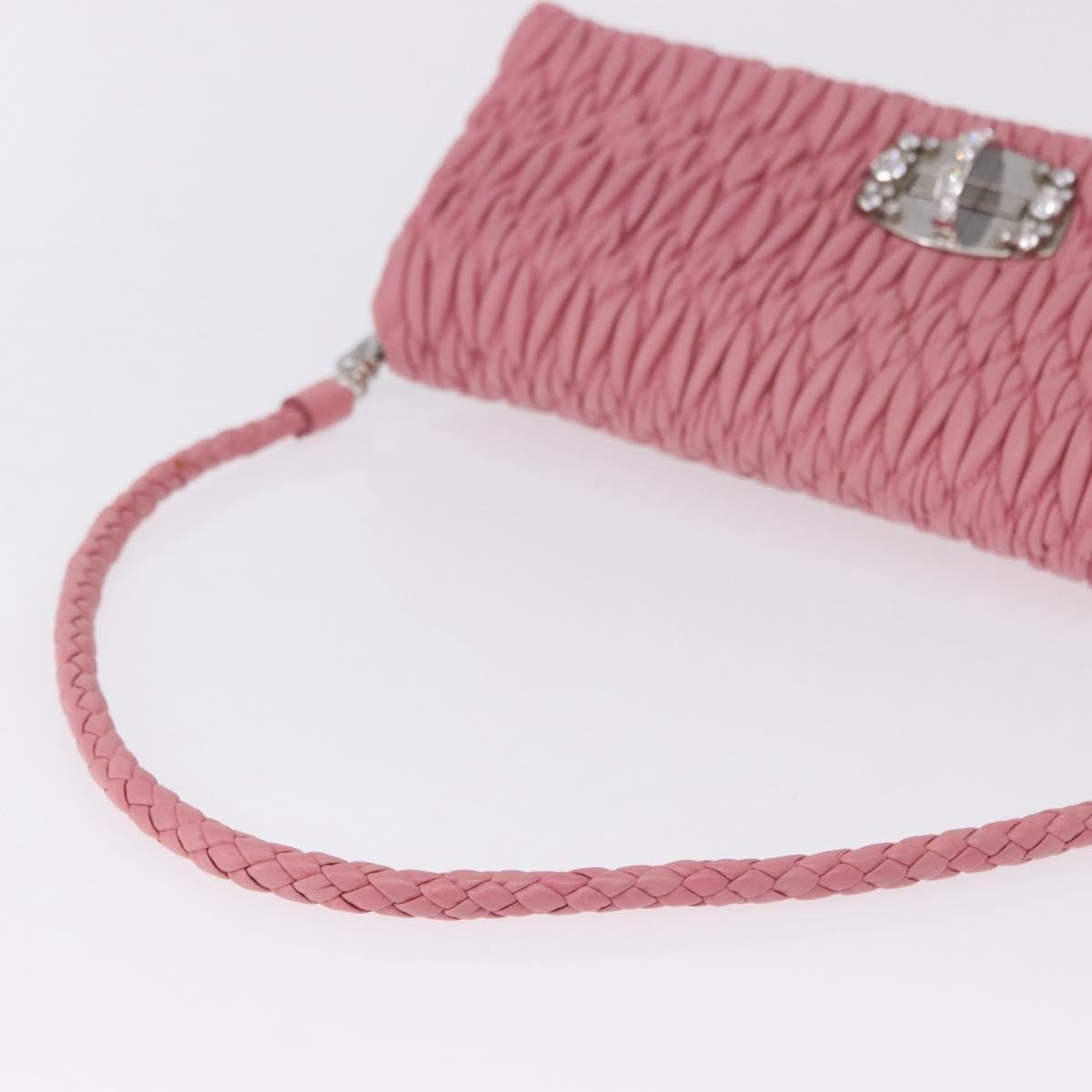 Miu Miu Crystal Clutch Matelasse Leather, Pink, Leather, Handbag