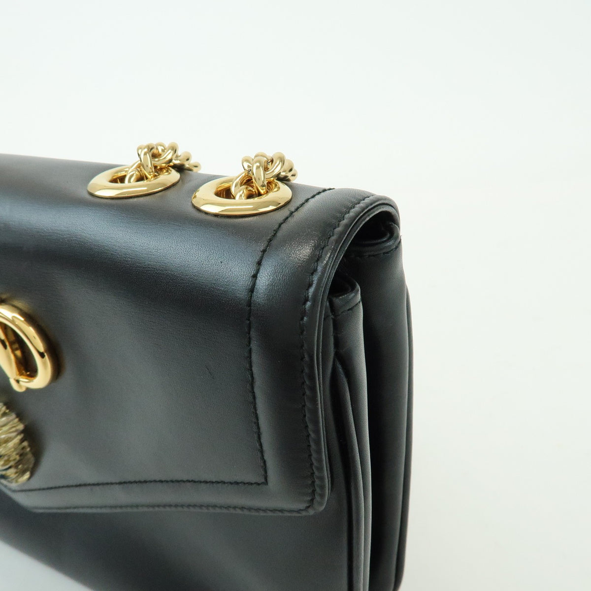 Gucci Rajah Chain Leather, Black, Leather, Tote Bag