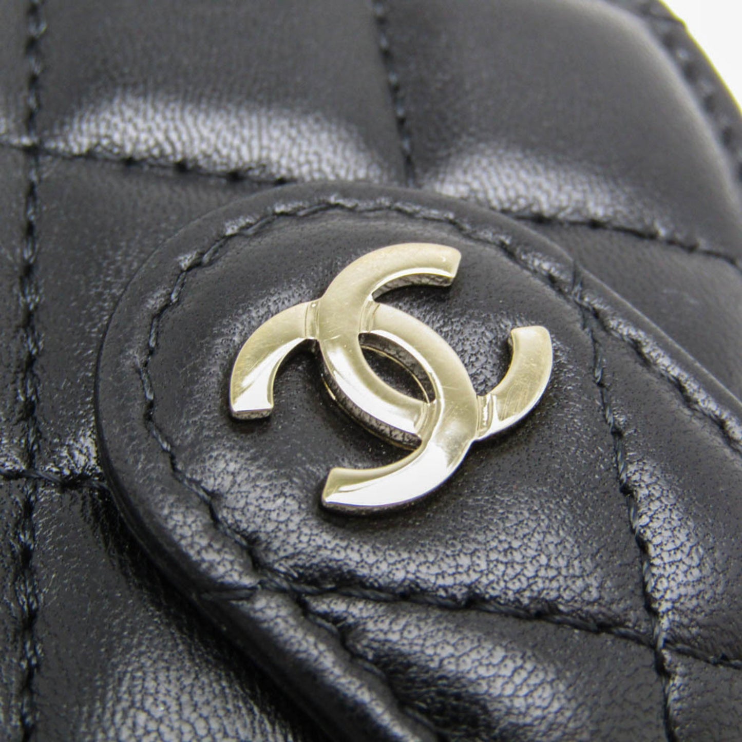 Chanel Name Tag Quilted Leather, Black, Leather, Charm