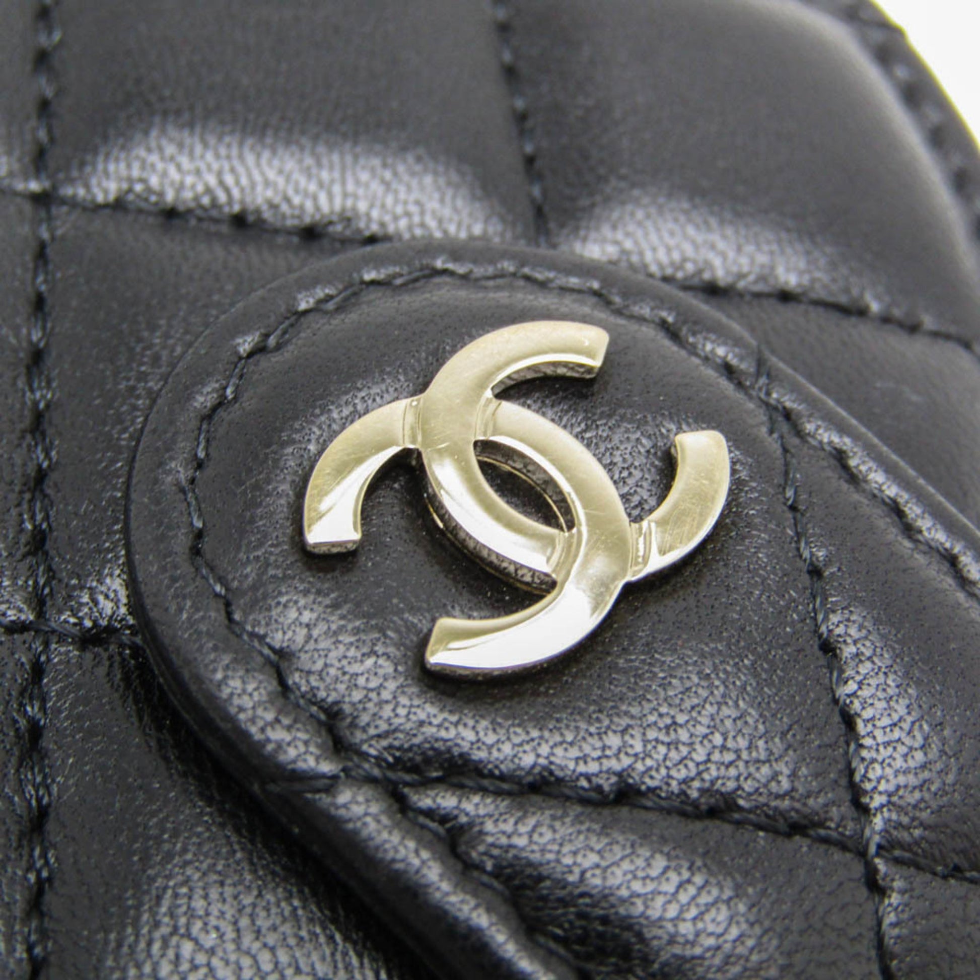 Chanel Name Tag Quilted Leather, Black, Leather, Charm
