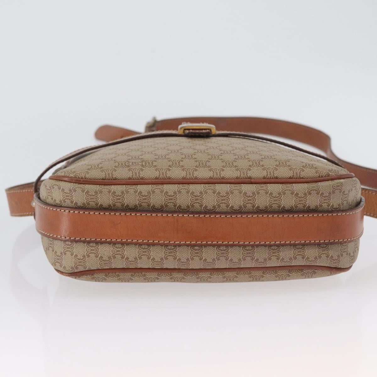 Celine Vintage Macadam Canvas and Leather, Beige, Canvas, Shoulder Bag