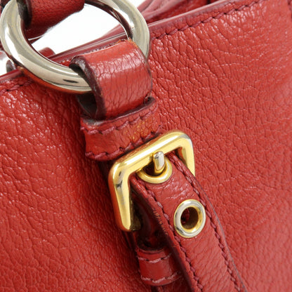 Miu Miu Madras Convertible Lock Leather, Red, Leather, Tote Bag