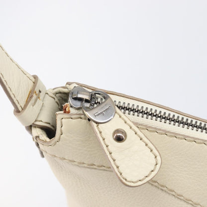 Salvatore Ferragamo Gancini Leather, Beige, Leather, Crossbody Bag