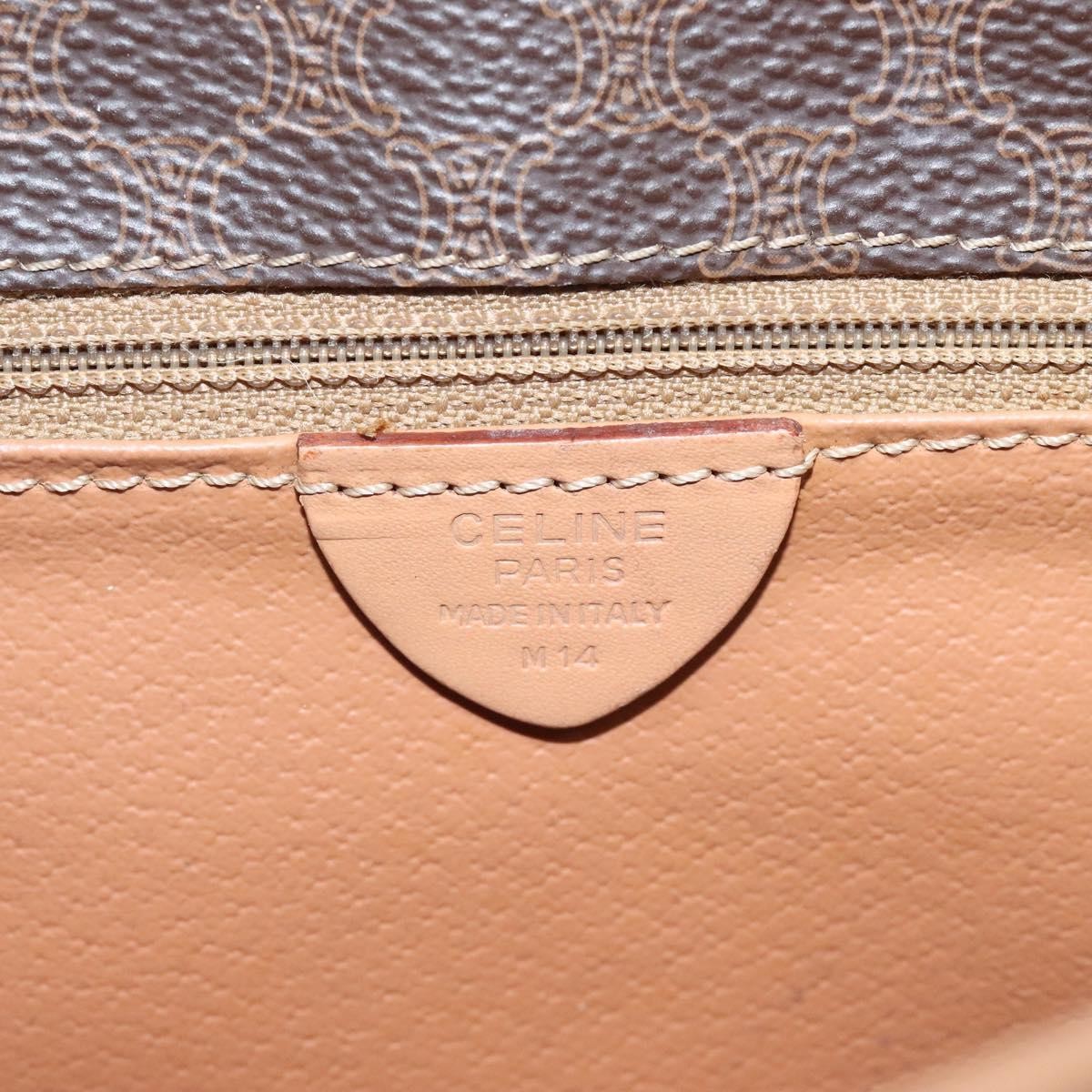 Celine Vintage Macadam Circle Logo Canvas and Leather, Brown, Canvas, Shoulder Bag