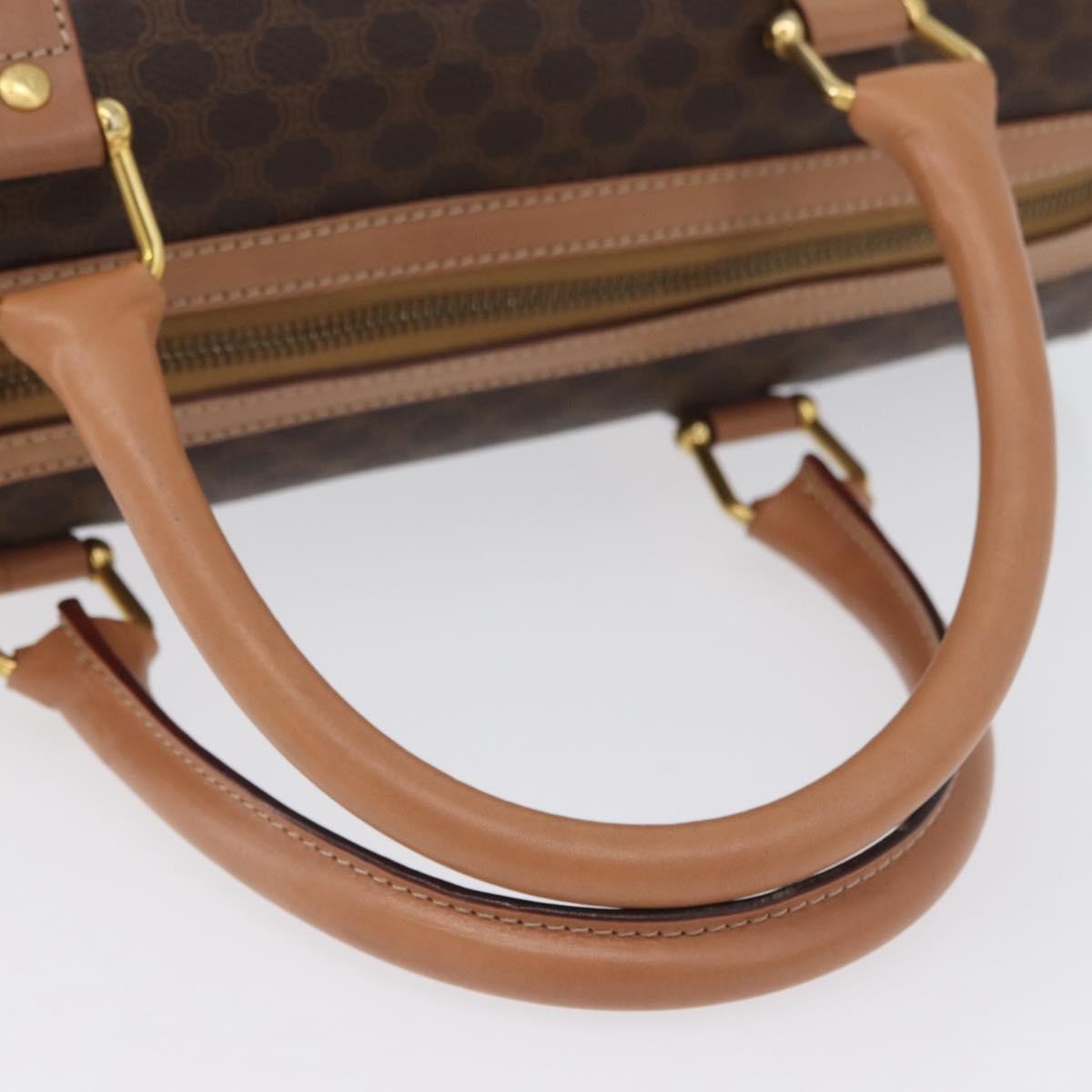 Celine Vintage Duffle Macadam Coated Canvas, Brown, PVC, Handbag