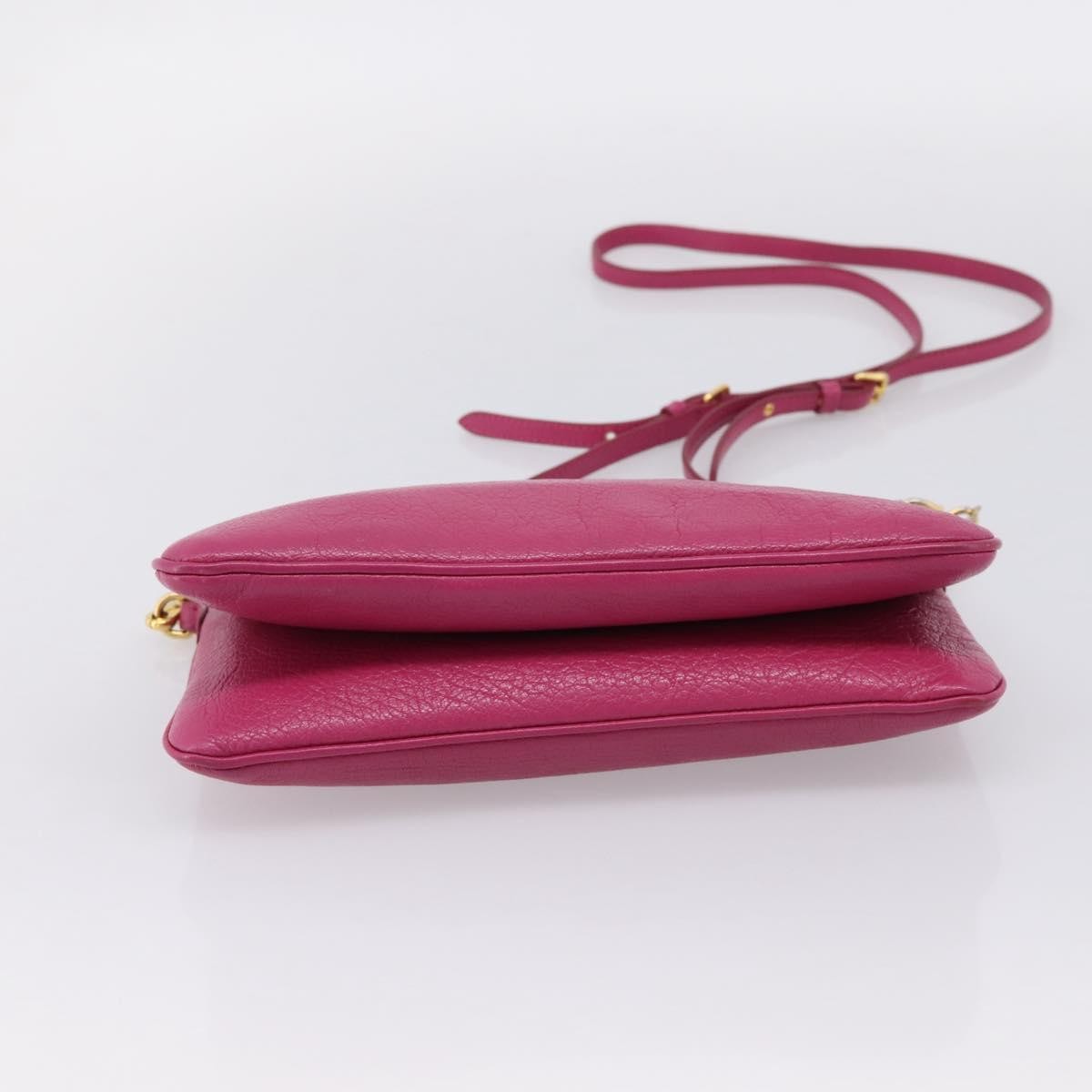 Miu Miu Madras Double Zip Leather, Pink, Leather, Crossbody Bag