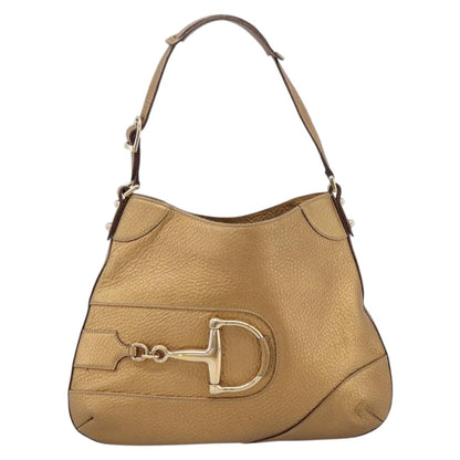 Gucci Shoulder Leather, Gold, Canvas, Shoulder Bag