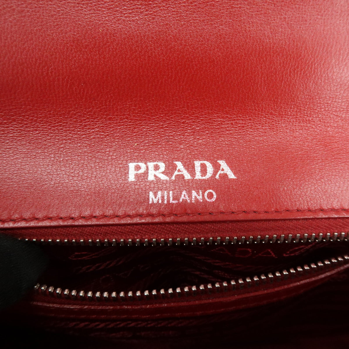 Prada Chain Flap Nappa Gaufre, Red, Leather, Shoulder Bag