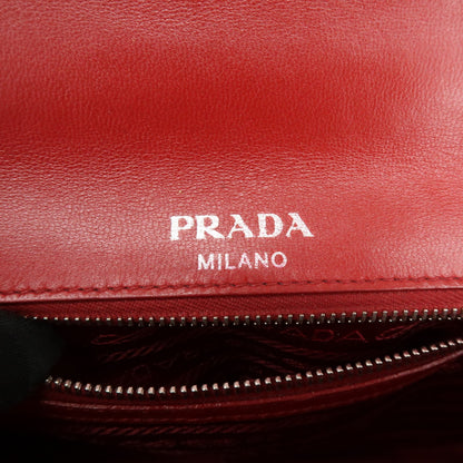 Prada Chain Flap Nappa Gaufre, Red, Leather, Shoulder Bag