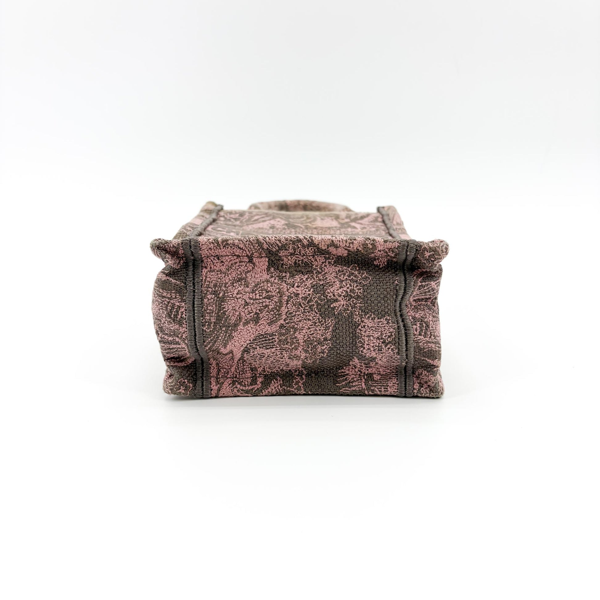 Christian Dior Book Embroidered Canvas, Pink, Canvas, Tote Bag