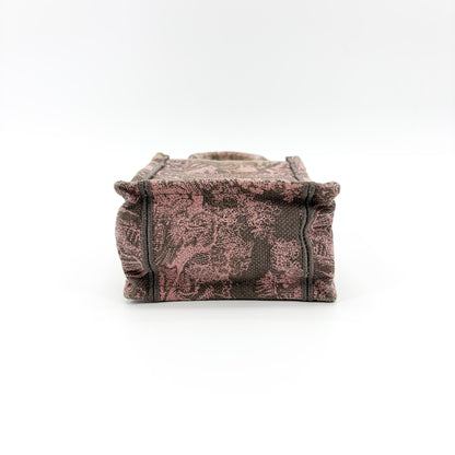 Christian Dior Book Embroidered Canvas, Pink, Canvas, Tote Bag