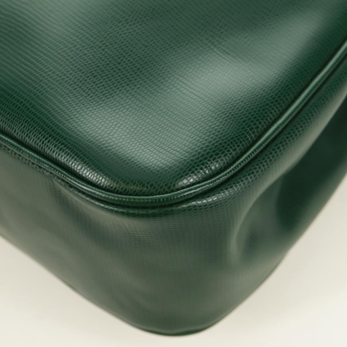 Celine Circle Logo Leather, Green, Leather, Shoulder Bag