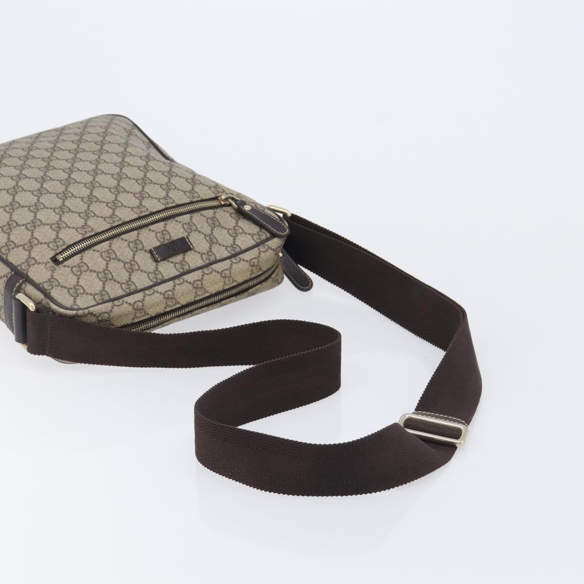 Gucci Front Zip Messenger GG Coated Canvas, Beige, Canvas, Crossbody Bag
