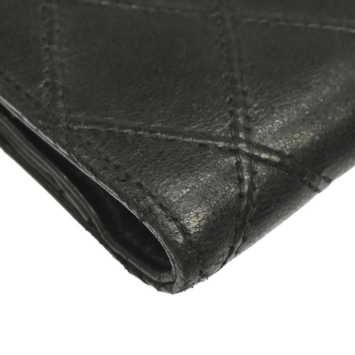 Chanel Envelope Gusset Chevron Lambskin, Black, Leather, Wallet