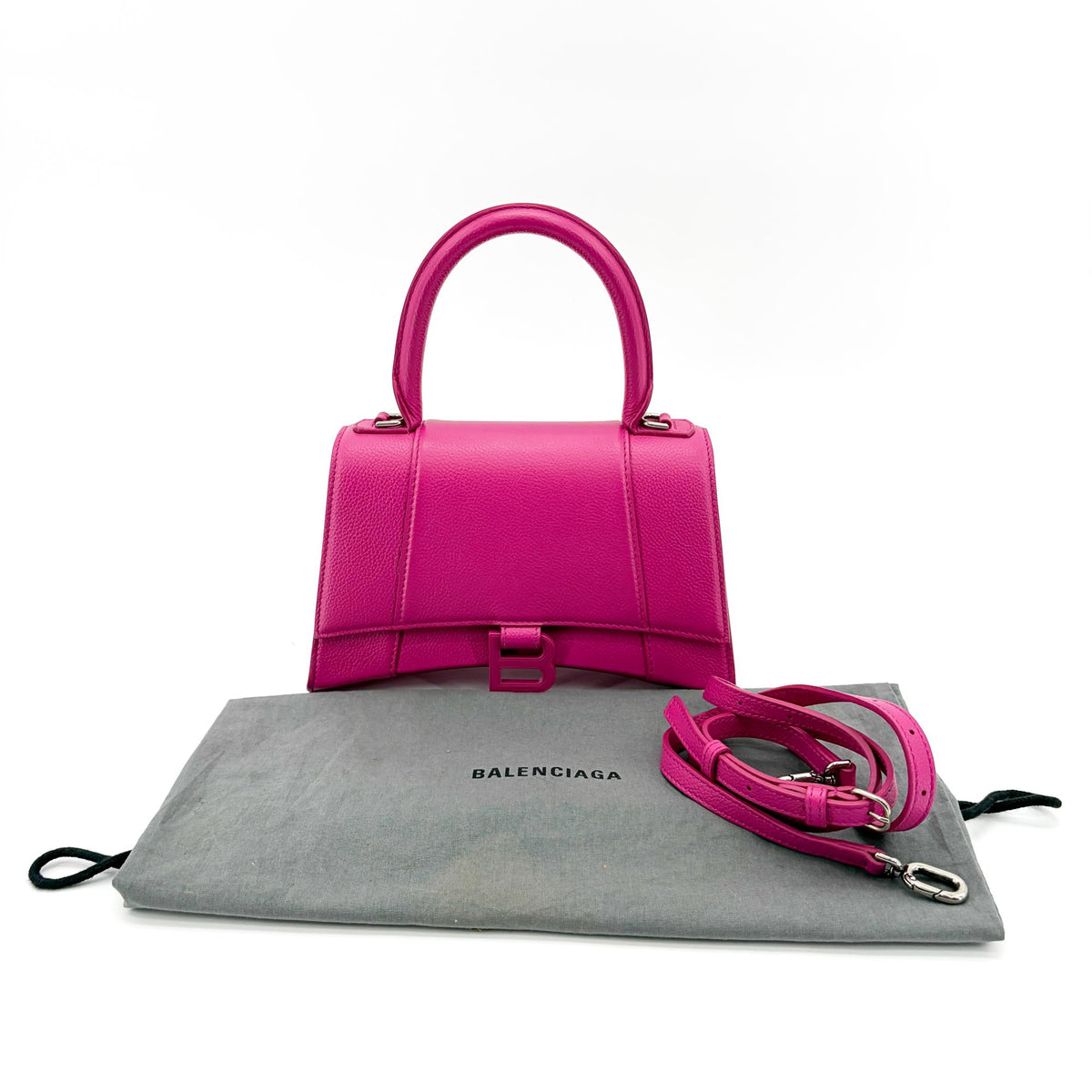Balenciaga Hourglass Top Handle Leather with Crystals, Pink, Leather, Handbag
