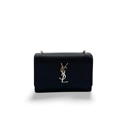 Saint Laurent Sunset Leather, Black, Leather, Crossbody Bag