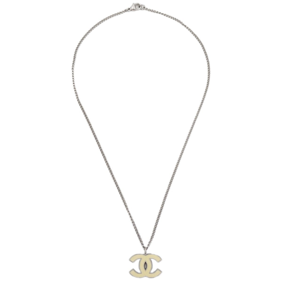 Chanel CC Logo Pendant Metal, Silver, Silver Plated, Necklace