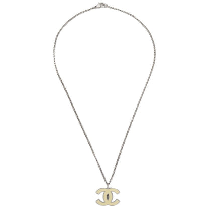 Chanel CC Logo Pendant Metal, Silver, Silver Plated, Necklace