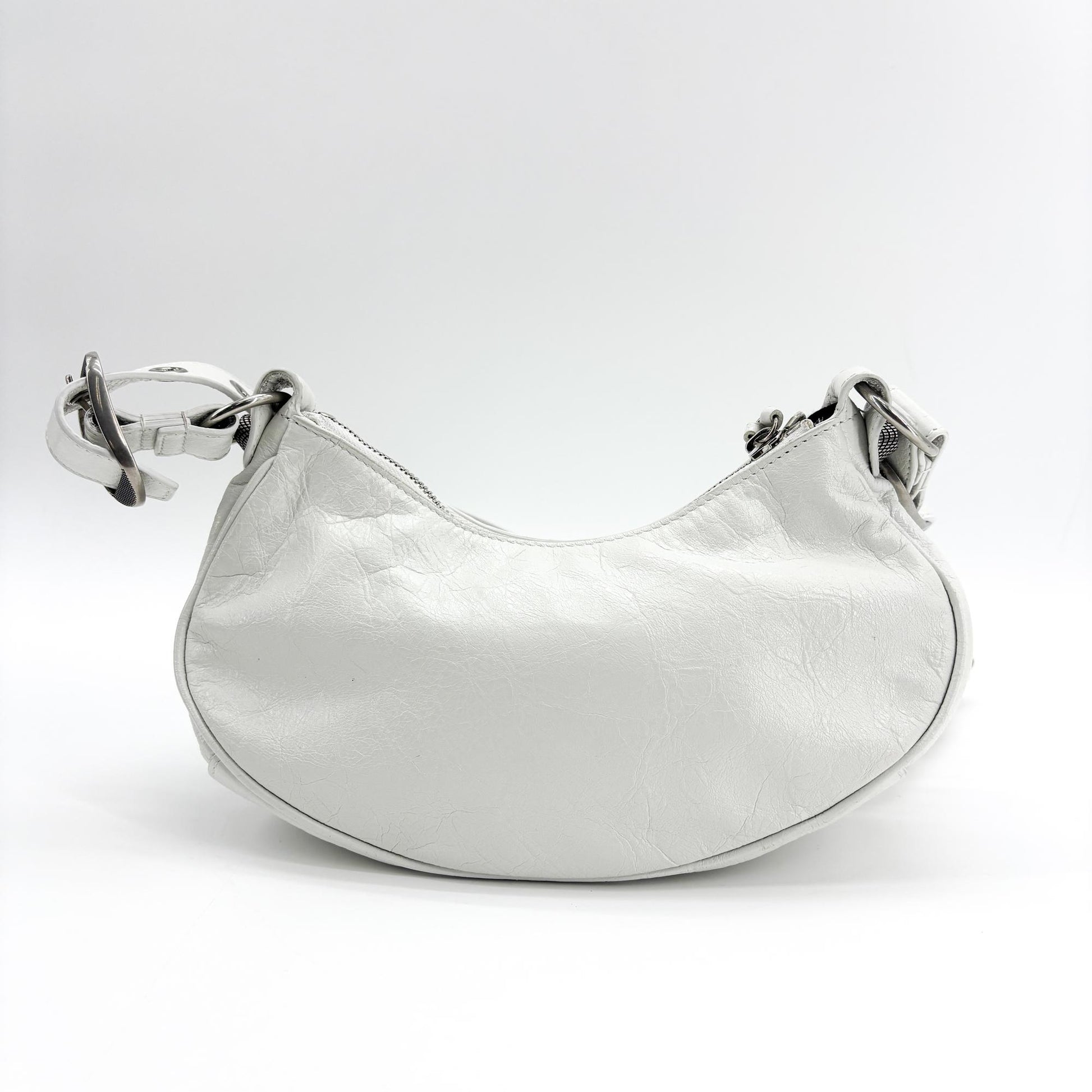 Balenciaga Le Cagole Giant Spikes Leather, White, Leather, Shoulder Bag