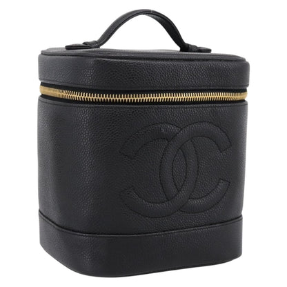 Chanel Vintage Timeless Cosmetic Case Caviar, Black, Leather, Handbag