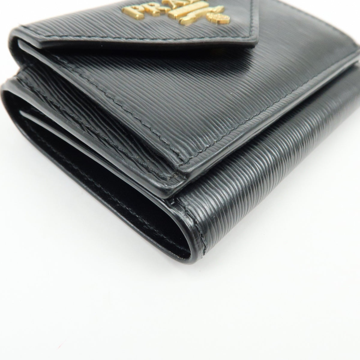 Prada Envelope Trifold Saffiano Leather, Black, Leather, Wallet
