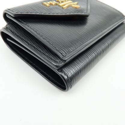 Prada Envelope Trifold Saffiano Leather, Black, Leather, Wallet