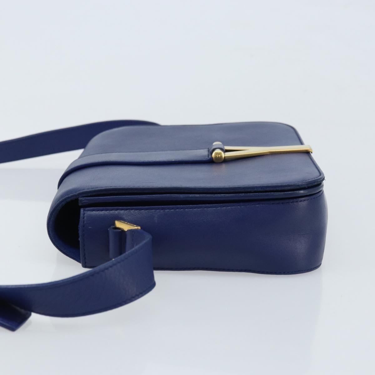 Saint Laurent Chyc Flap Leather, Blue, Leather, Shoulder Bag