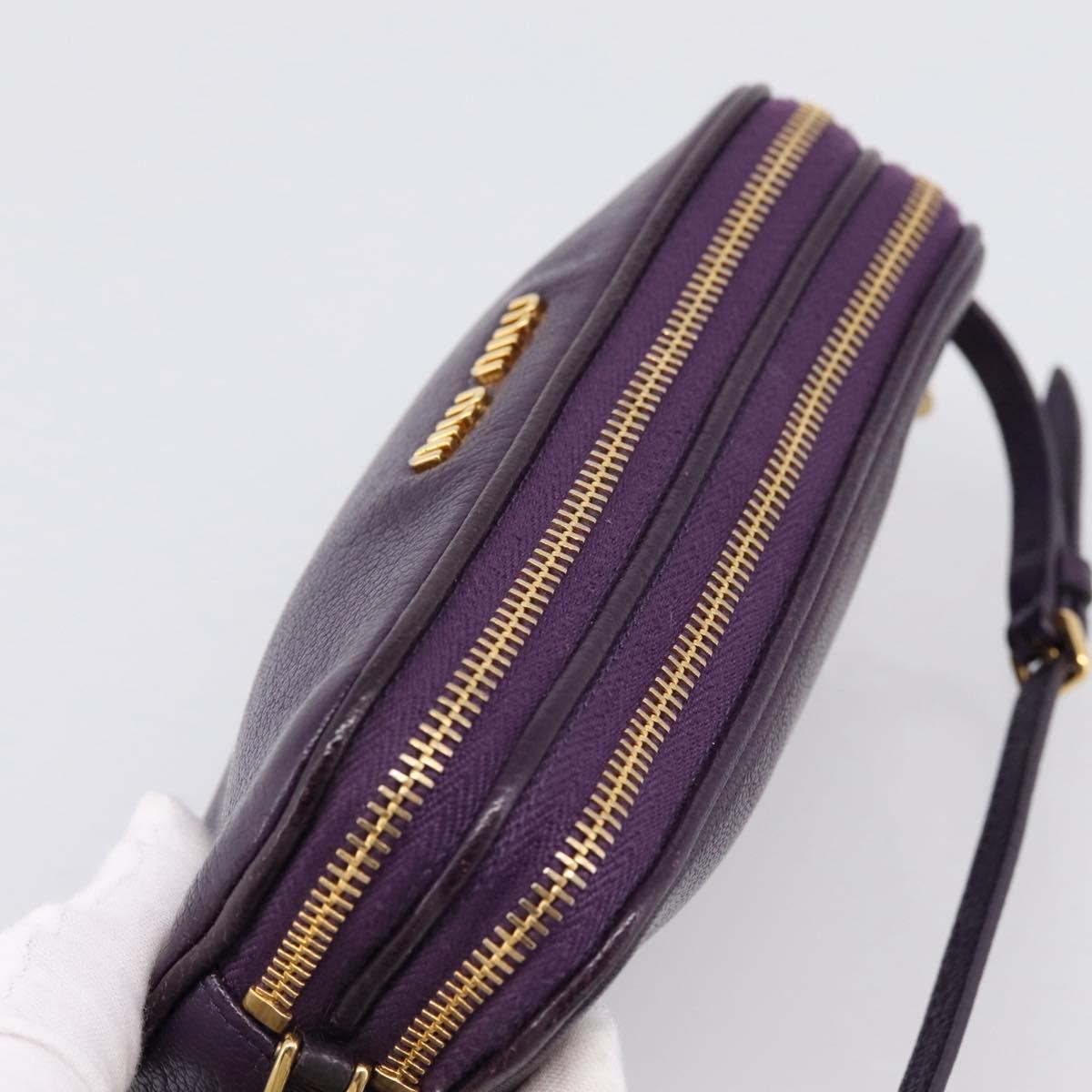 Miu Miu Double Zip Pochette Leather, Purple, Leather, Clutch