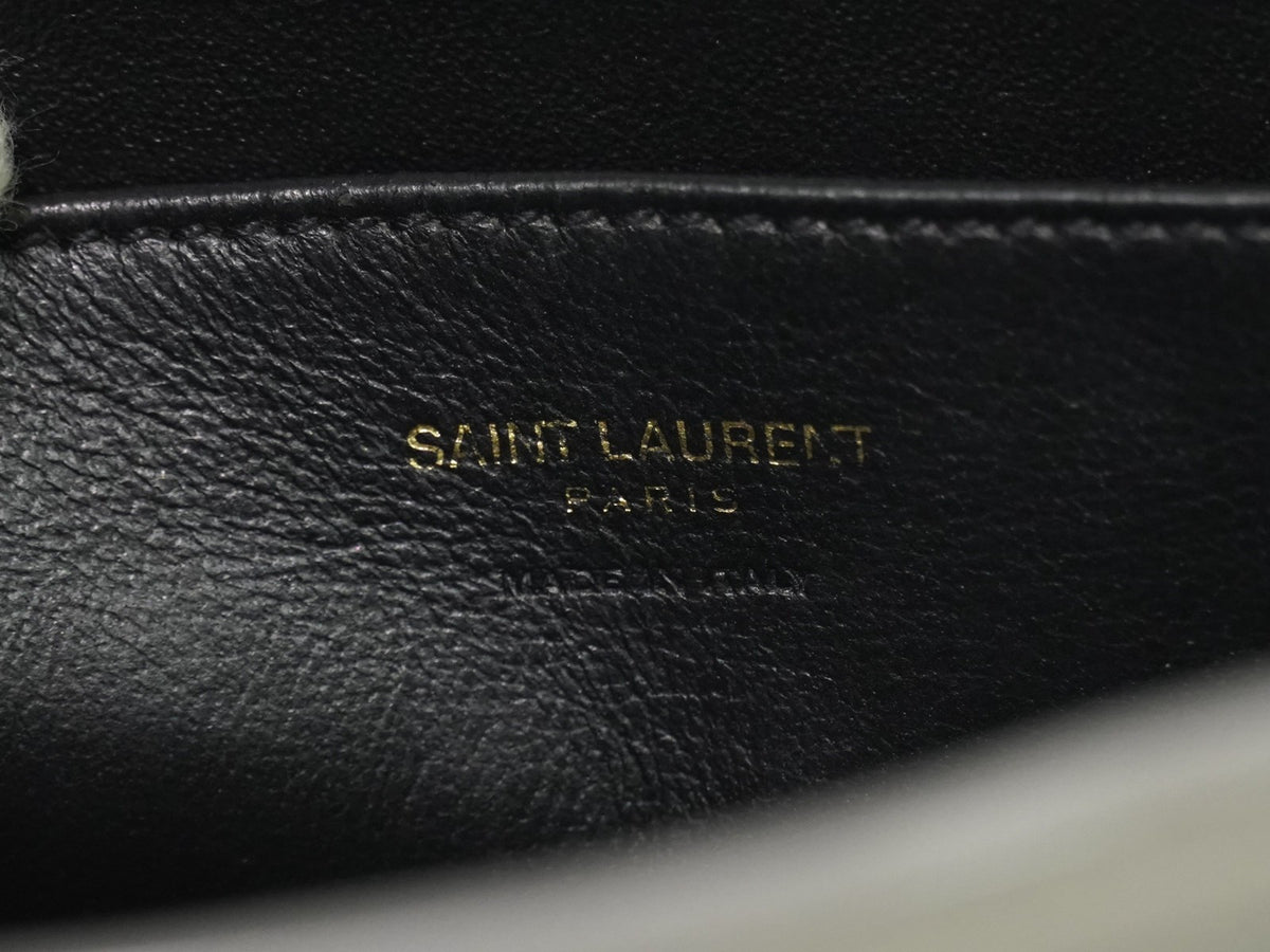 Saint Laurent Monogram Cabas Leather, Gray, Leather, Tote Bag
