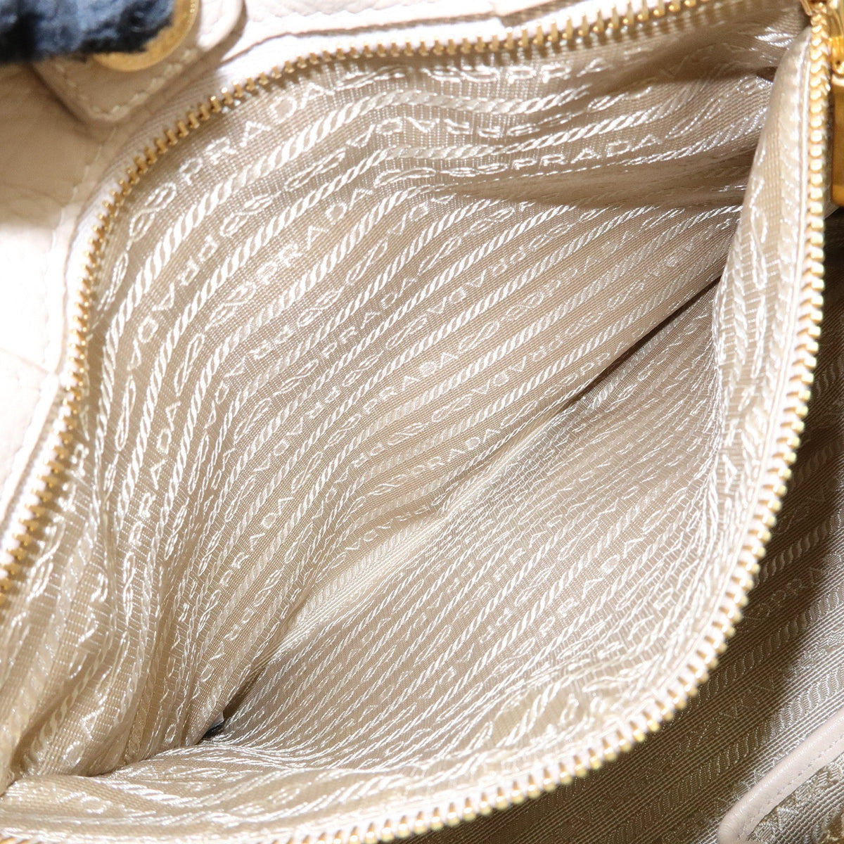 Prada Canapa Vitello Daino, Beige, Leather, Tote Bag