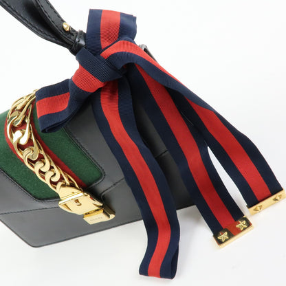 Gucci Sylvie Leather, Black, Leather, Shoulder Bag