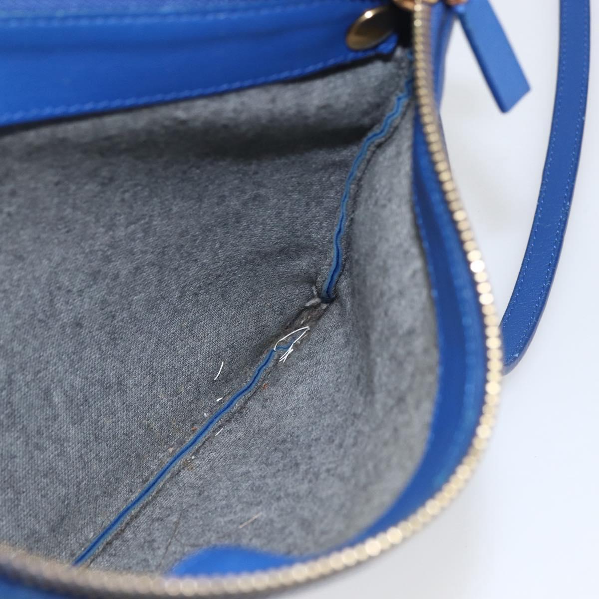 Celine Trio Crossbody Bag Leather, BLUE, LEATHER, Shoulder bag