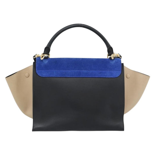 Celine Trapeze Leather with Suede, Blue, Leather, Handbag