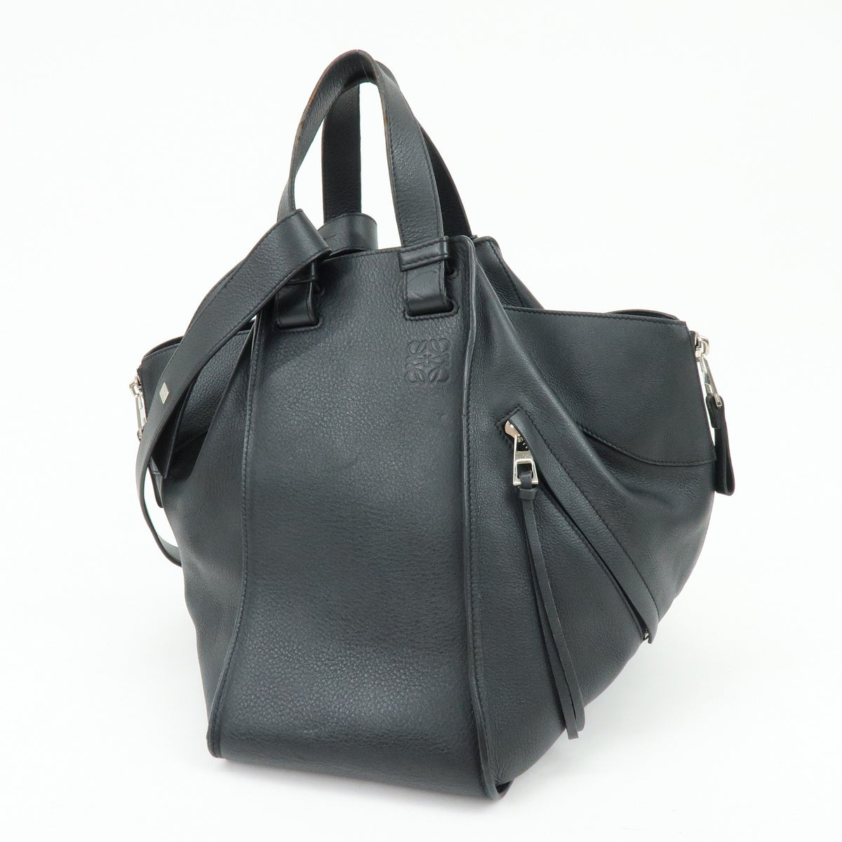 Loewe Hammock Leather, Black, Leather, Handbag