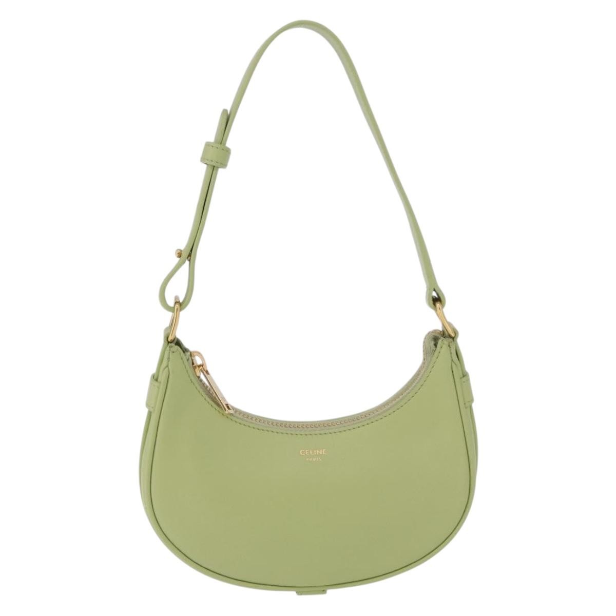 Celine Ava Leather, Green, Leather, Handbag
