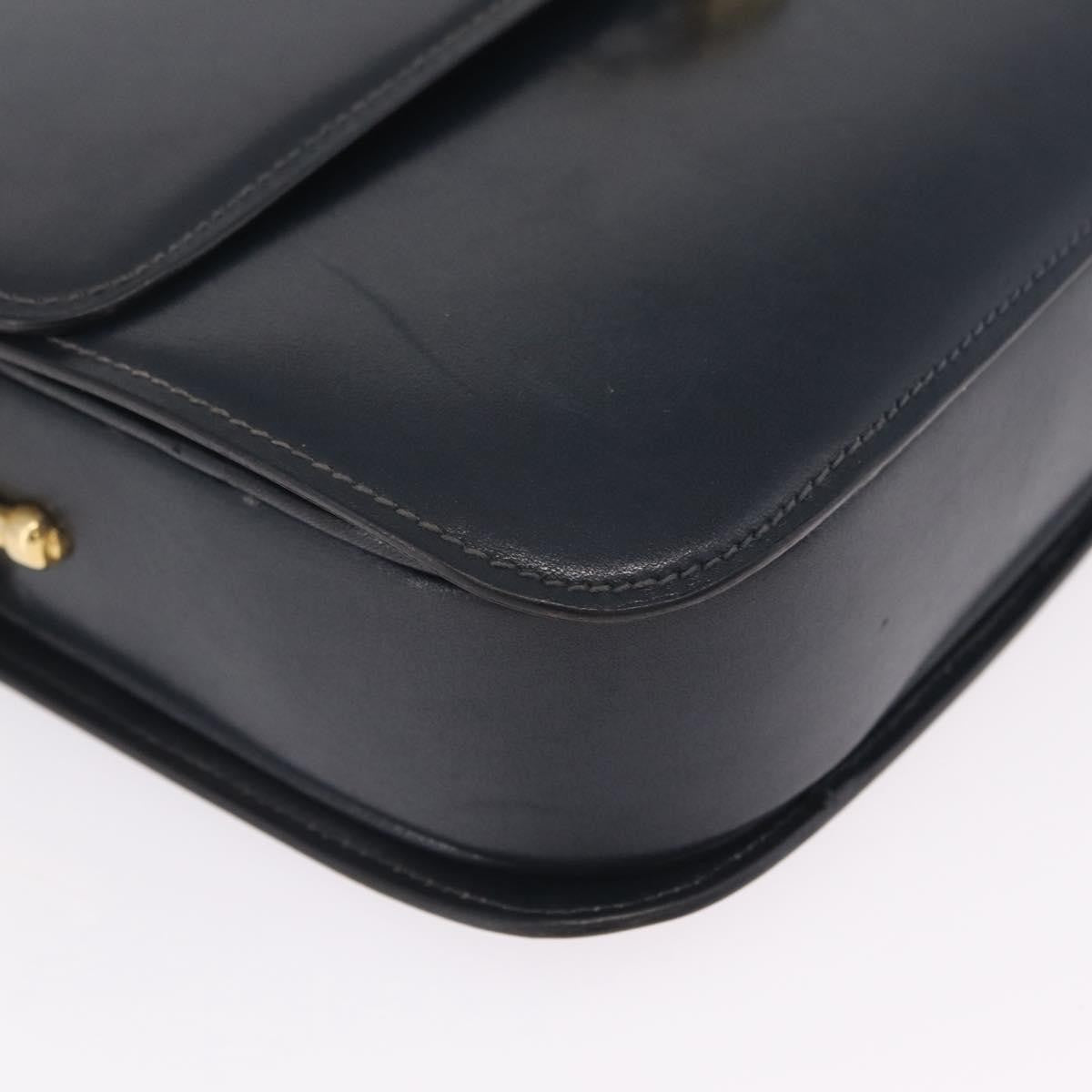 Celine Shoulder Leather, Navy, Leather, Shoulder Bag