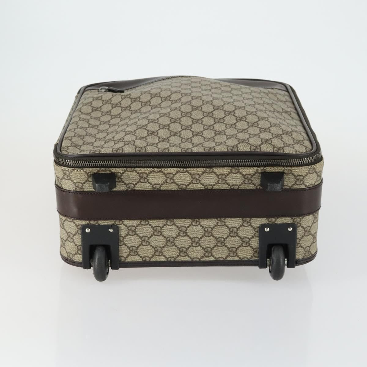 Gucci Web Trolley Rolling Luggage GG Coated Canvas, Beige, PVC, Travel Bag