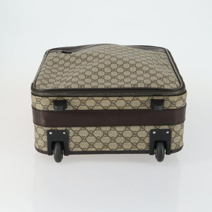 Gucci Web Trolley Rolling Luggage GG Coated Canvas, Beige, PVC, Travel Bag