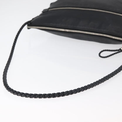 Gucci Braided Strap Zip Messenger Leather, Black, Leather, Crossbody Bag