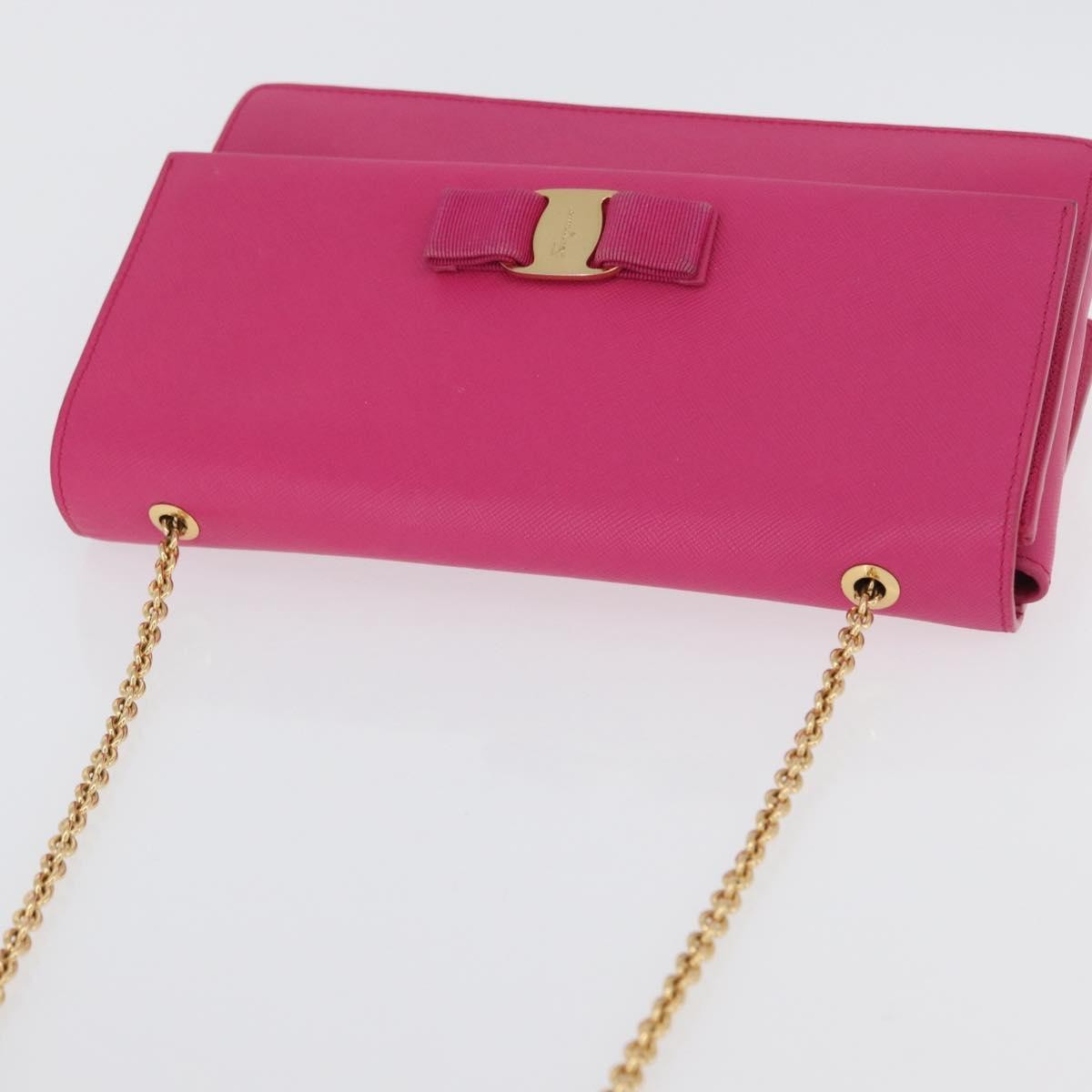 Salvatore Ferragamo Vala Chain Leather, Pink, Leather, Shoulder Bag