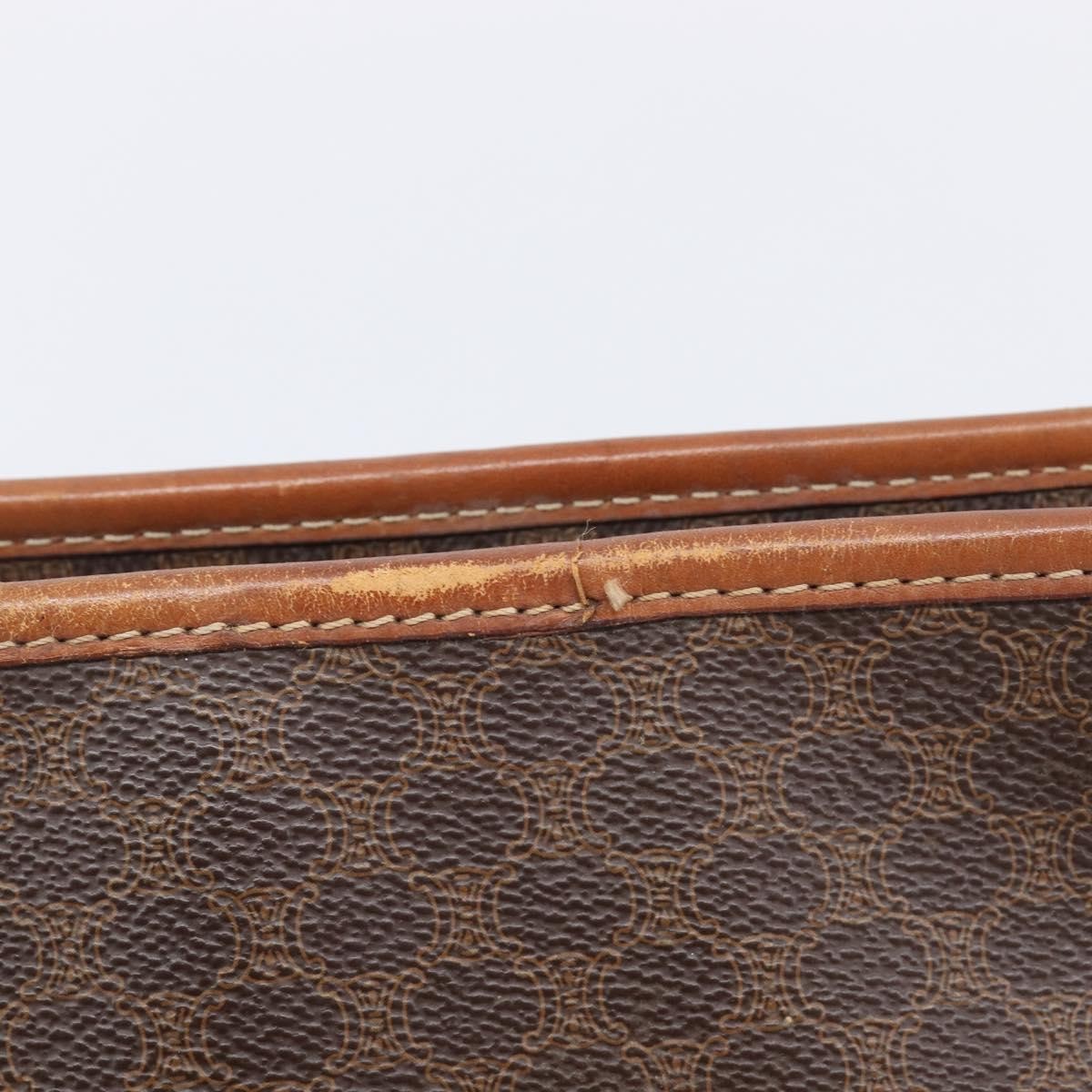Celine Macadam Shoulder Leather, Brown, Canvas, Crossbody Bag