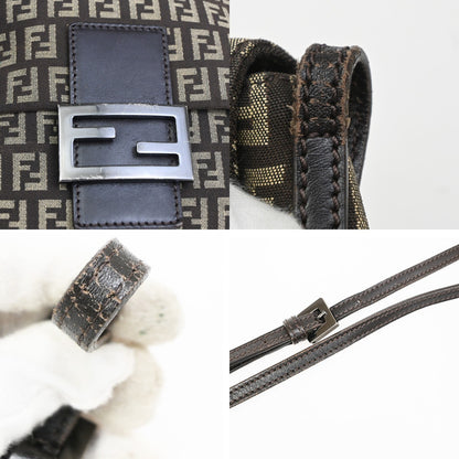 Fendi Vintage Flap Zucchino Canvas, Brown, Canvas, Crossbody Bag