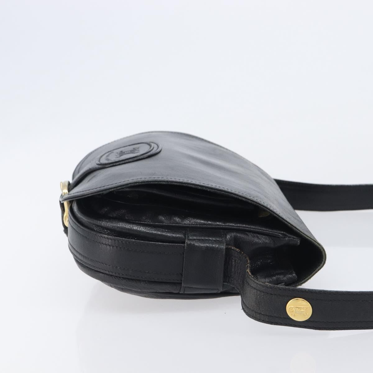 Celine Shoulder Leather, Black, Leather, Shoulder Bag